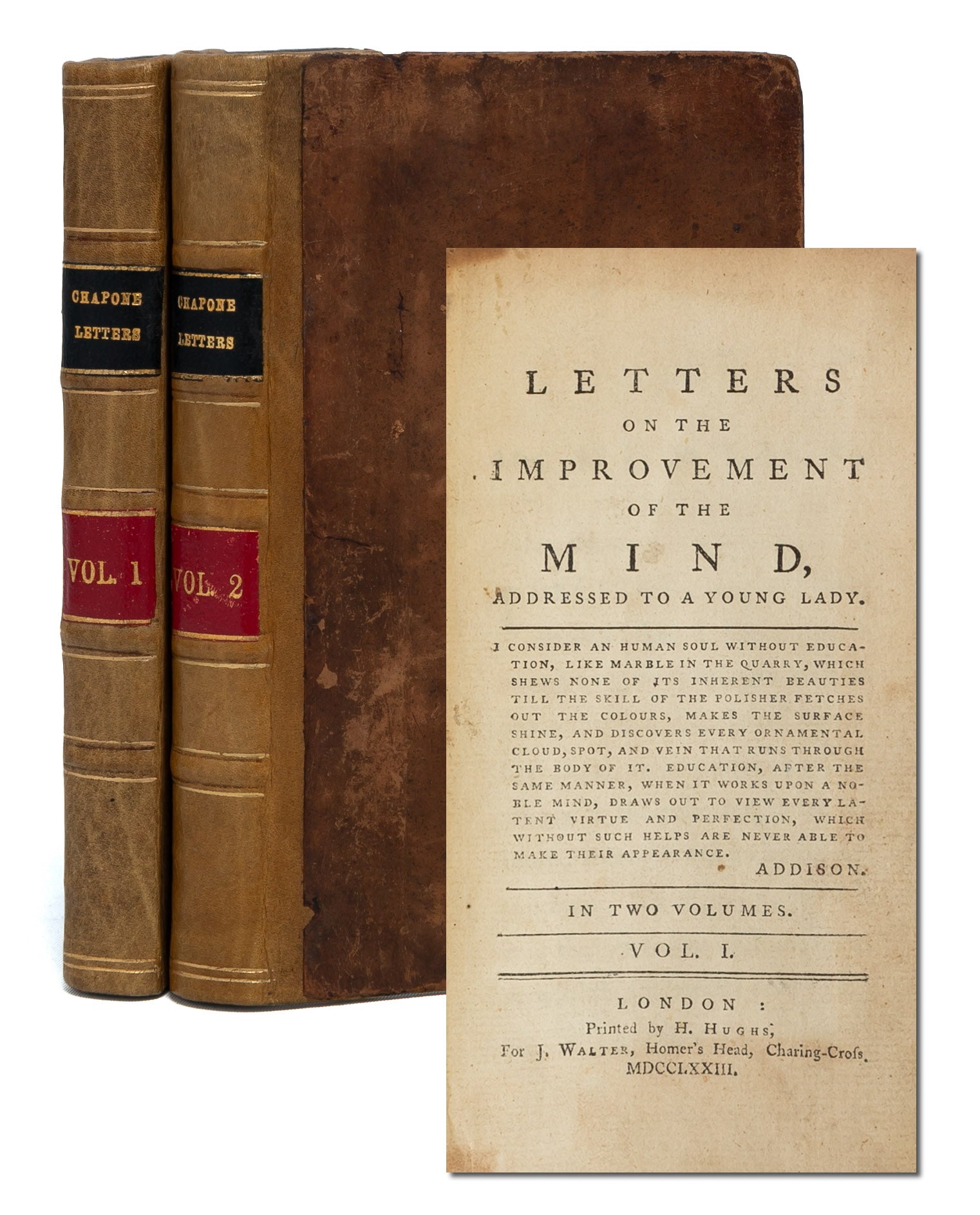 (Item #6001) Letters on the Improvement of the Mind, Addressed to a Young Lady (in 2 vols.). Hester Chapone.