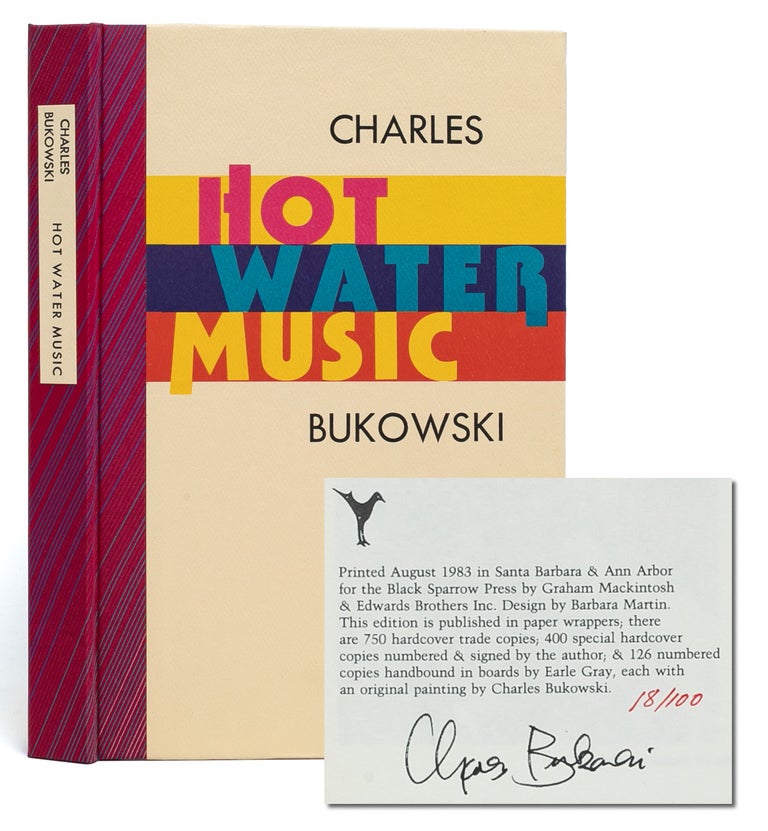 Item #6026) Hot Water Music (Signed with artwork). Charles Bukowski