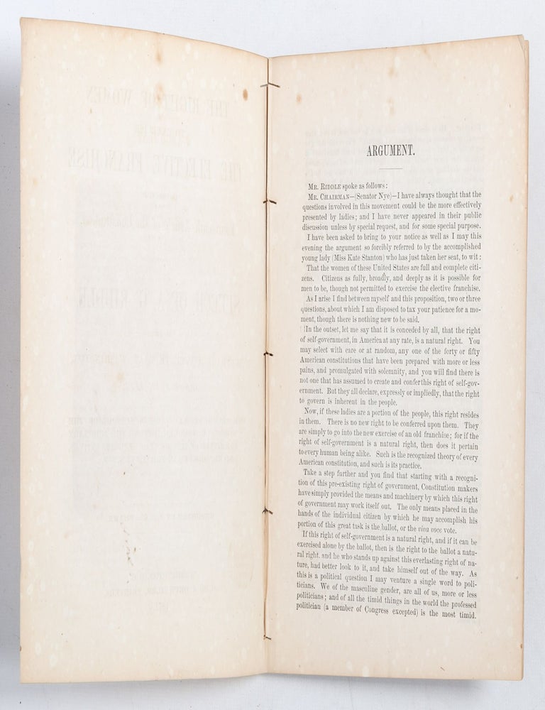 The Right of Women to Exercise the Elective Franchise Under the Fourteenth Article of the Constitution...