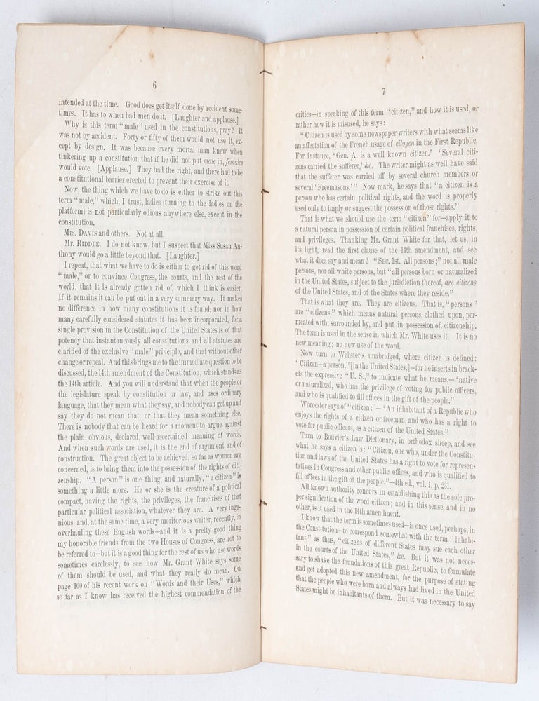 The Right of Women to Exercise the Elective Franchise Under the Fourteenth Article of the Constitution...