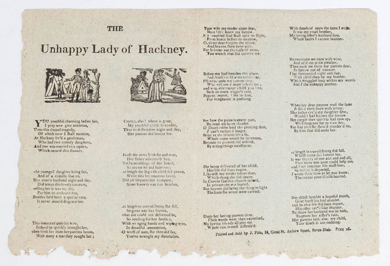 Item #6087) The Unhappy Lady of Hackney. Broadside Ballad, Incest, Assault, Dual Perspective