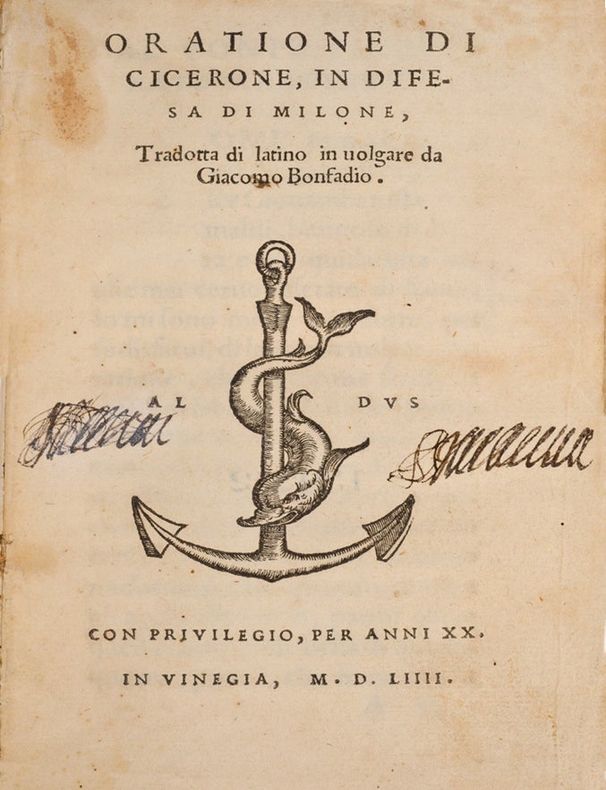 Oratione di Cicerone, in difensa di Milone