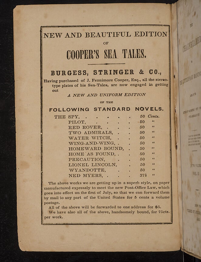 The Chainbearer; or The Littlepage Manuscripts (in 2 vols.)