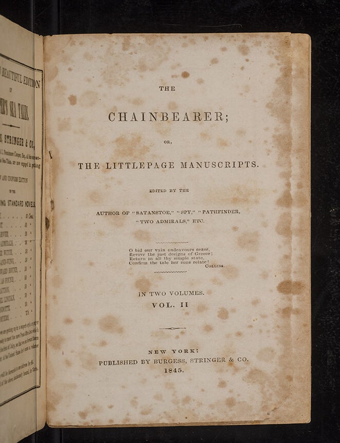 The Chainbearer; or The Littlepage Manuscripts (in 2 vols.)