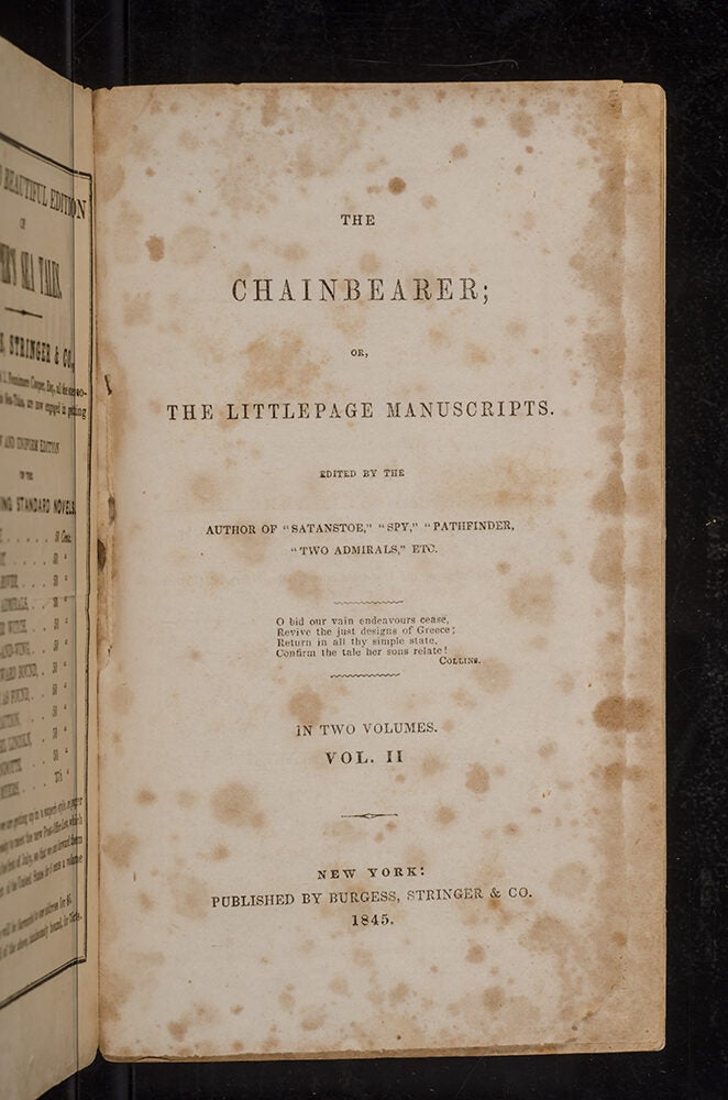 The Chainbearer; or The Littlepage Manuscripts (in 2 vols.)