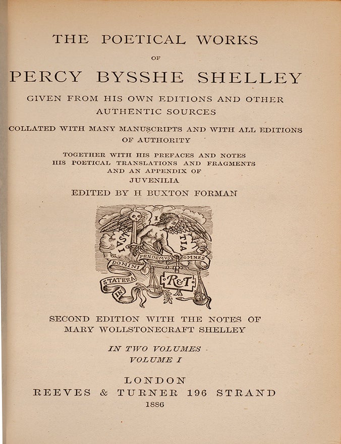 The Poetical Works of Percy Bysshe Shelley (in 2 vols.)