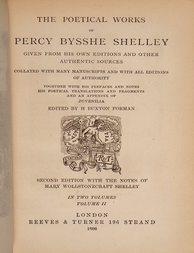 The Poetical Works of Percy Bysshe Shelley (in 2 vols.)