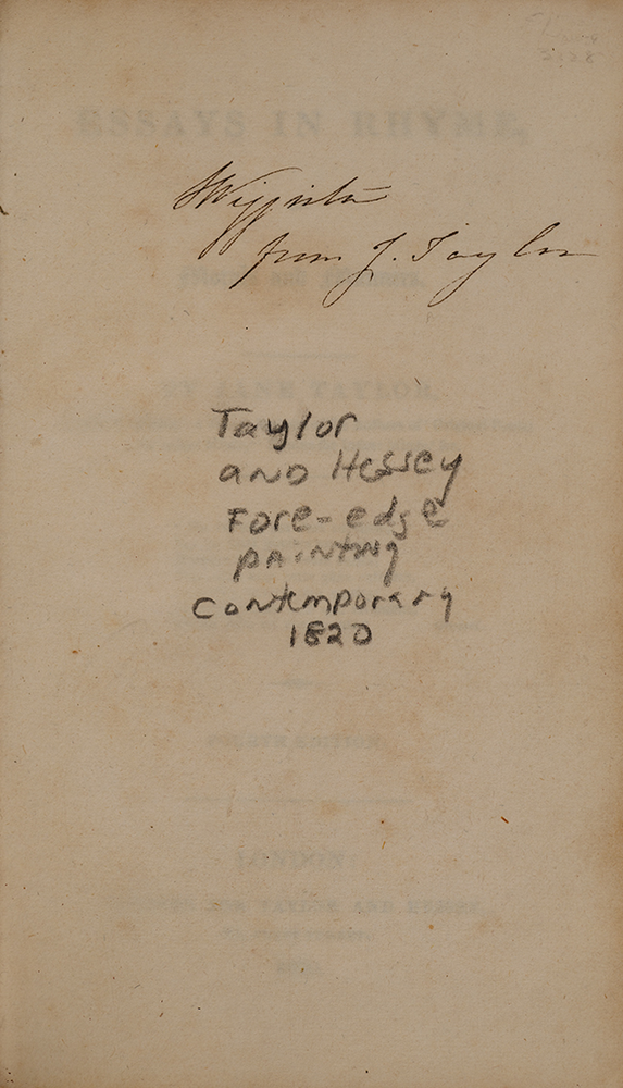 Essays in Rhyme on Morals and Manners (Inscribed)