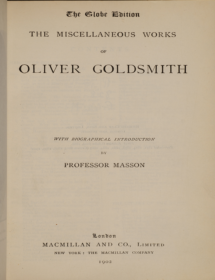 The Miscellaneous Works of Oliver Goldsmith