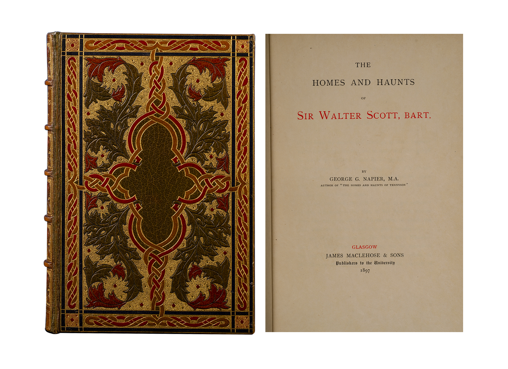 (Item #6290) The Homes and Haunts of Sir Walter Scott, Bart. Fore-Edge Painting, George C. Napier, Fine Binding - Alfred De Sauty.