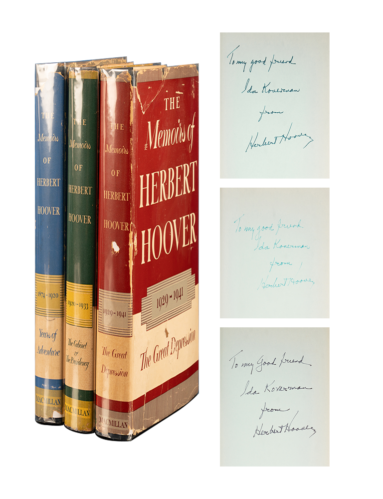 Item #6310) The Memoirs of Herbert Hoover (Presentation copies in 3 vols.). Herbert Hoover