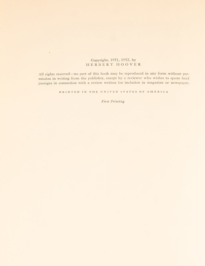 The Memoirs of Herbert Hoover (Presentation copies in 3 vols.)