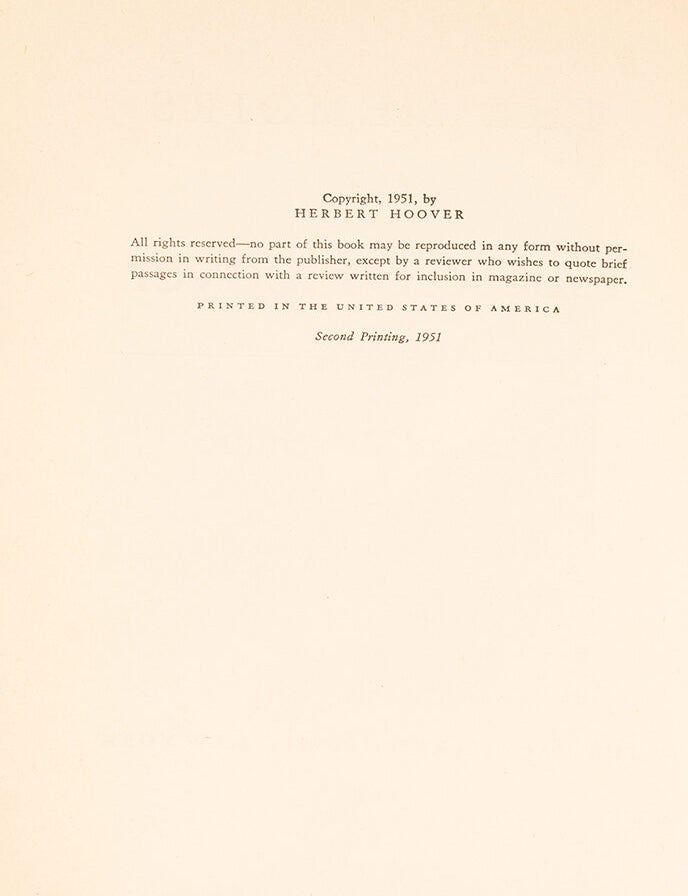 The Memoirs of Herbert Hoover (Presentation copies in 3 vols.)