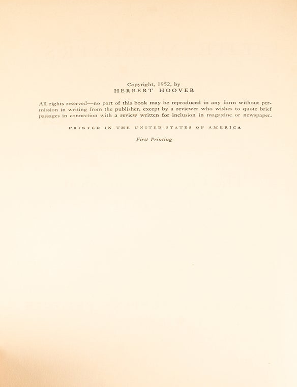 The Memoirs of Herbert Hoover (Presentation copies in 3 vols.)