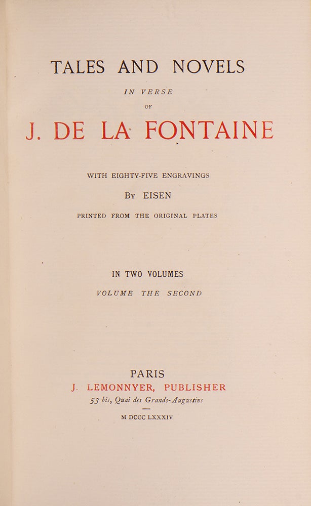 Tales and Novels in Verse of J. De La Fontaine (in 2 vols.)