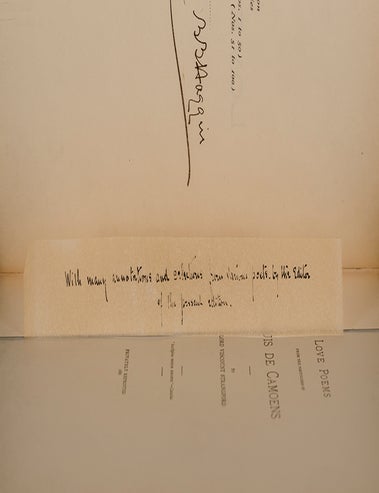Love Poems from the Portuguese of Luis de Camoens (Signed limited edition)
