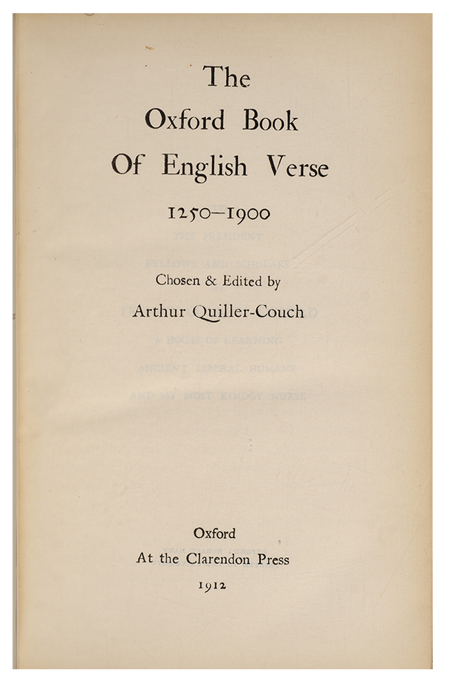 The Oxford Book of English Verse 1250-1900