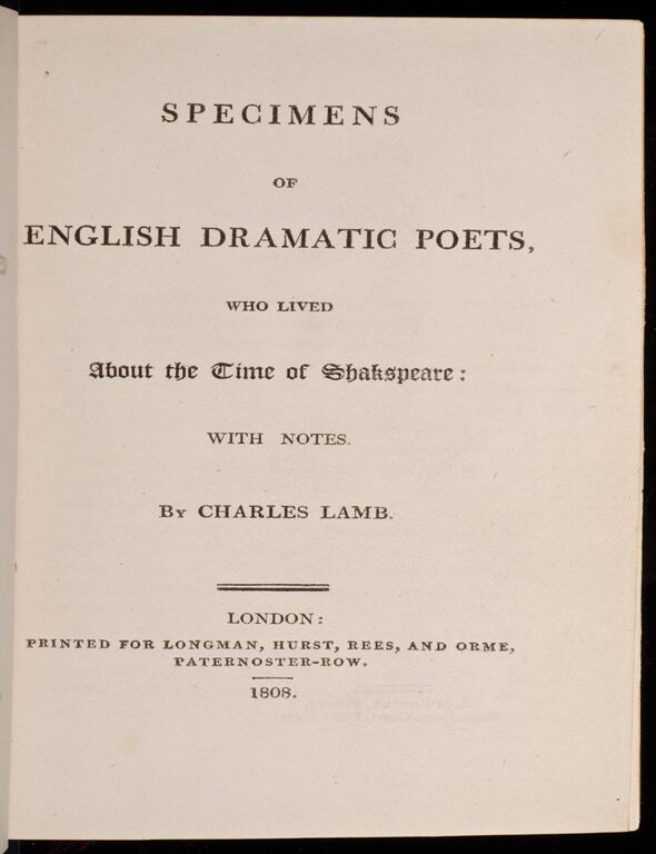 Specimens of English Dramatic Poets
