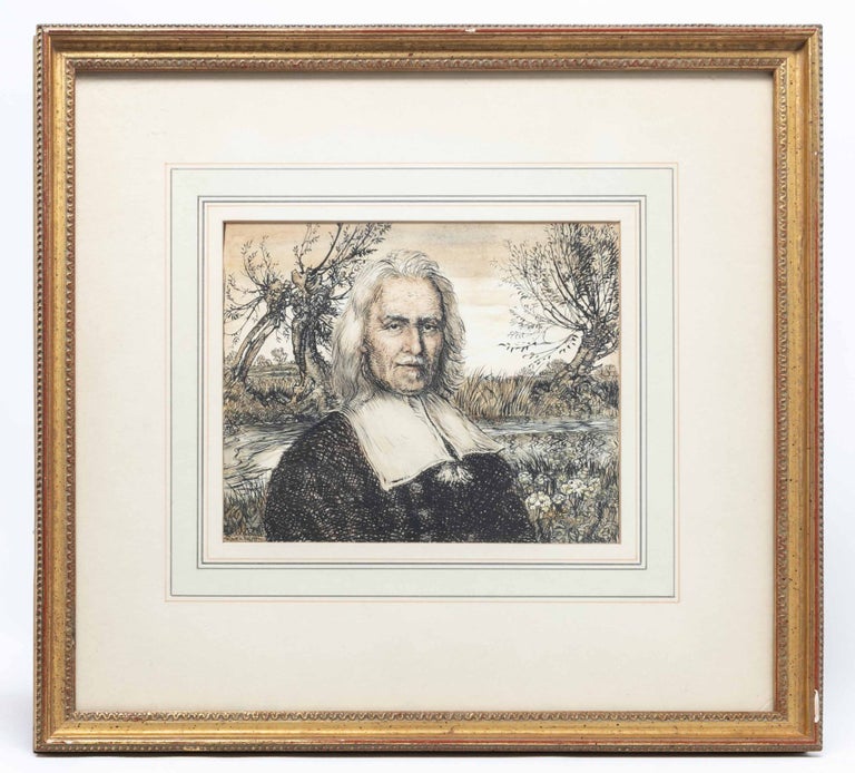 Item #6542) Izaak Walton Portrait from "The Compleat Angler" (Original artwork). Arthur Rackham,...