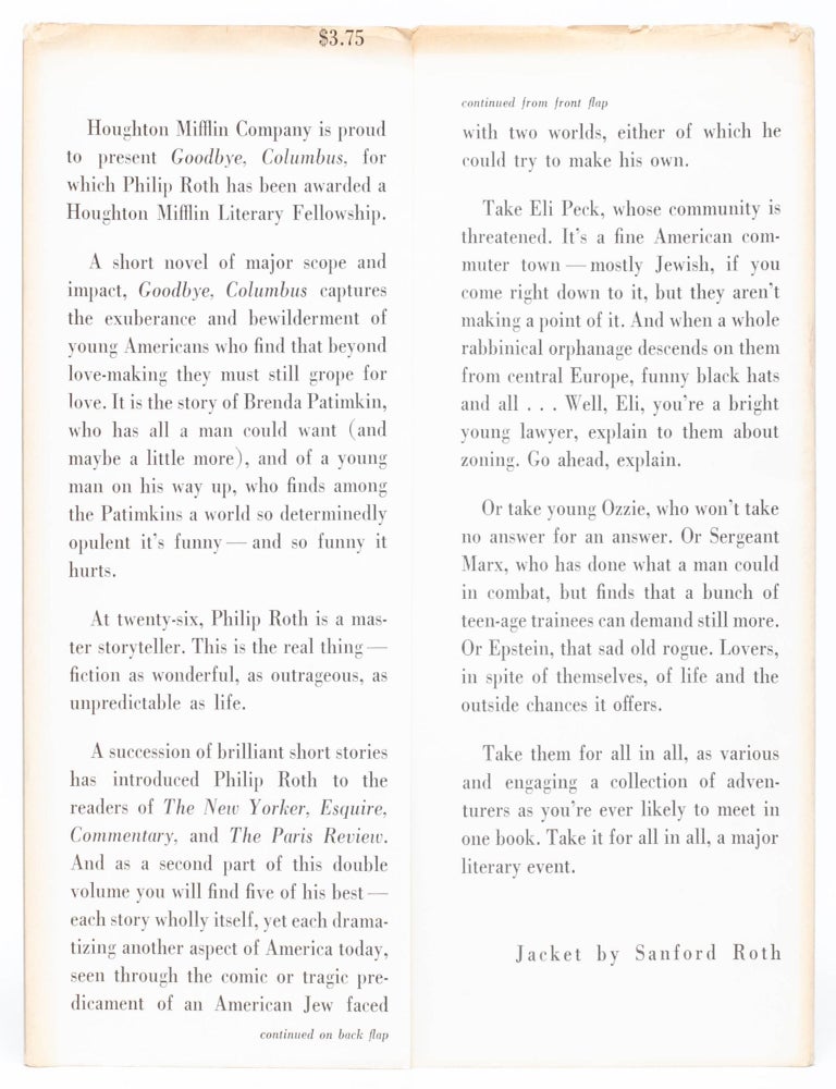 Goodbye, Columbus (Inscribed first edition)