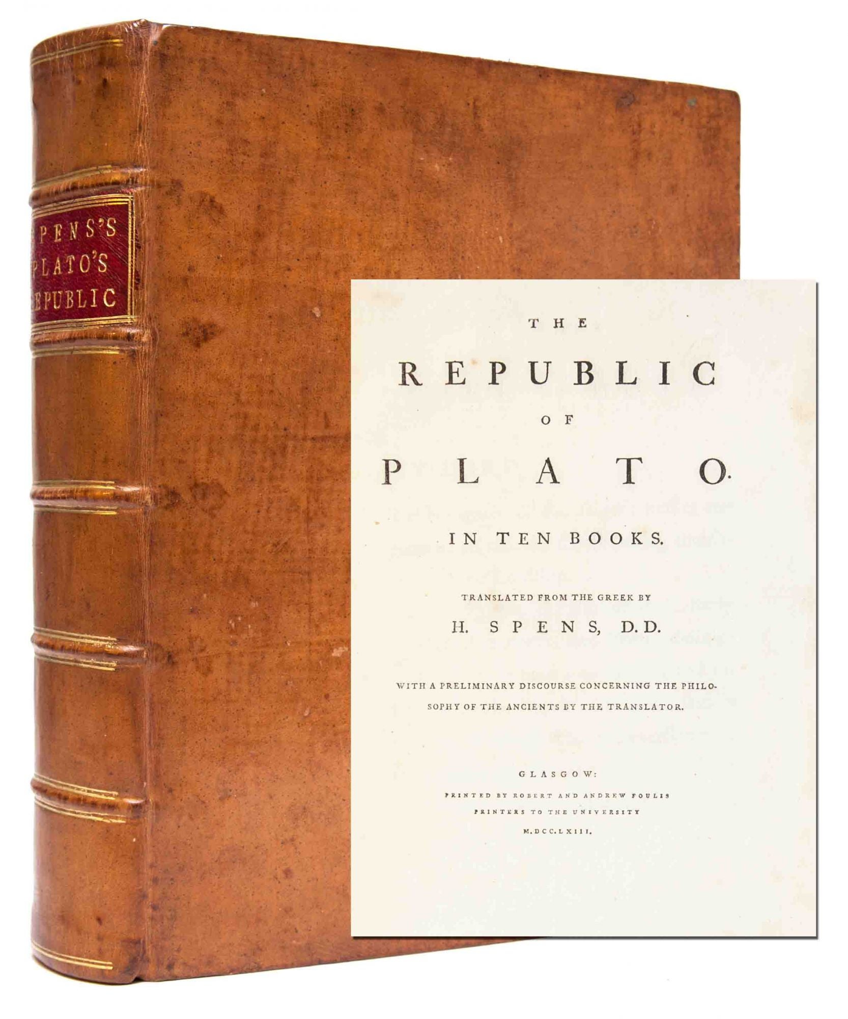 (Item #729) THE REPUBLIC OF PLATO In Ten Books. Plato, DD H. Spens.