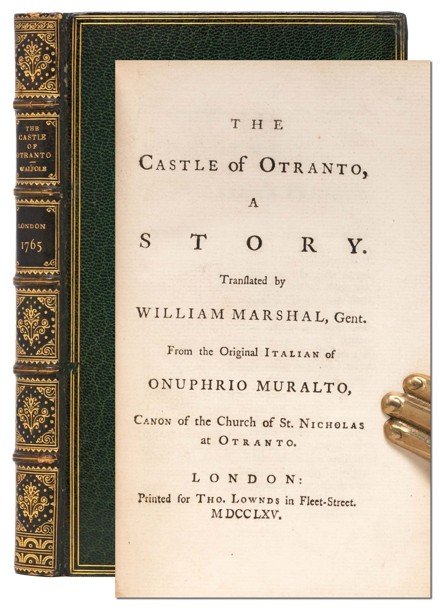 (Item #7544) The Castle of Otranto, A Story. Horace Walpole, William Marshall from the Original Italian of Onuphrio Muralto.