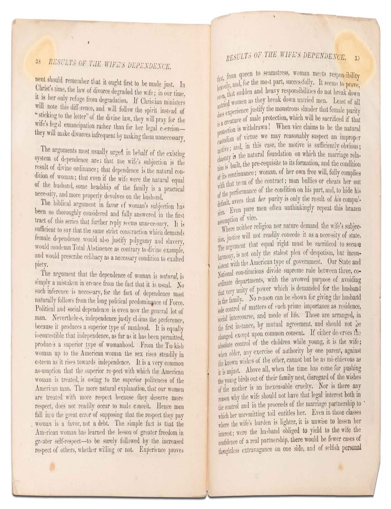 Tracts of Connecticut Woman Suffrage Association. No. 1. Legal Disabilities of Married Women
