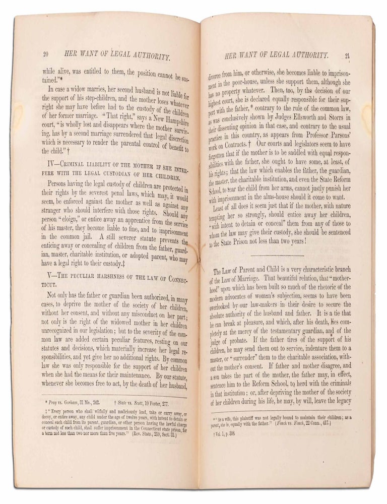 Tracts of Connecticut Woman Suffrage Association. No. 1. Legal Disabilities of Married Women