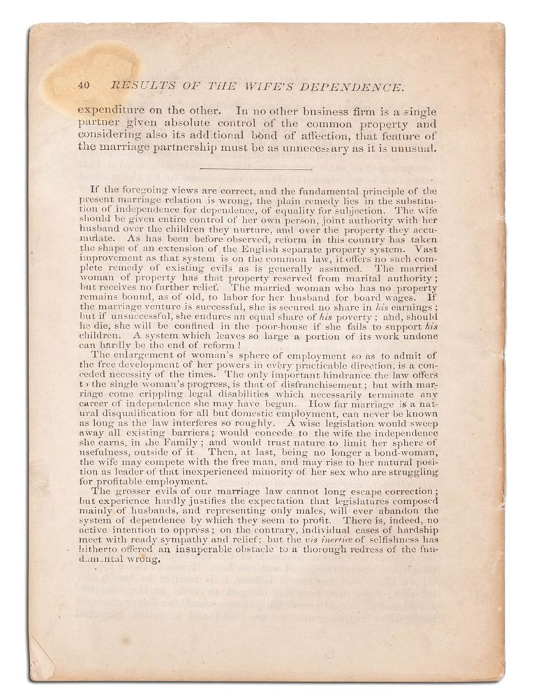 Tracts of Connecticut Woman Suffrage Association. No. 1. Legal Disabilities of Married Women