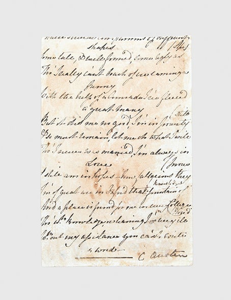 &ldquo;Lines on Maria Beckford,&rdquo; autograph manuscript signed ("Jane Austen")
