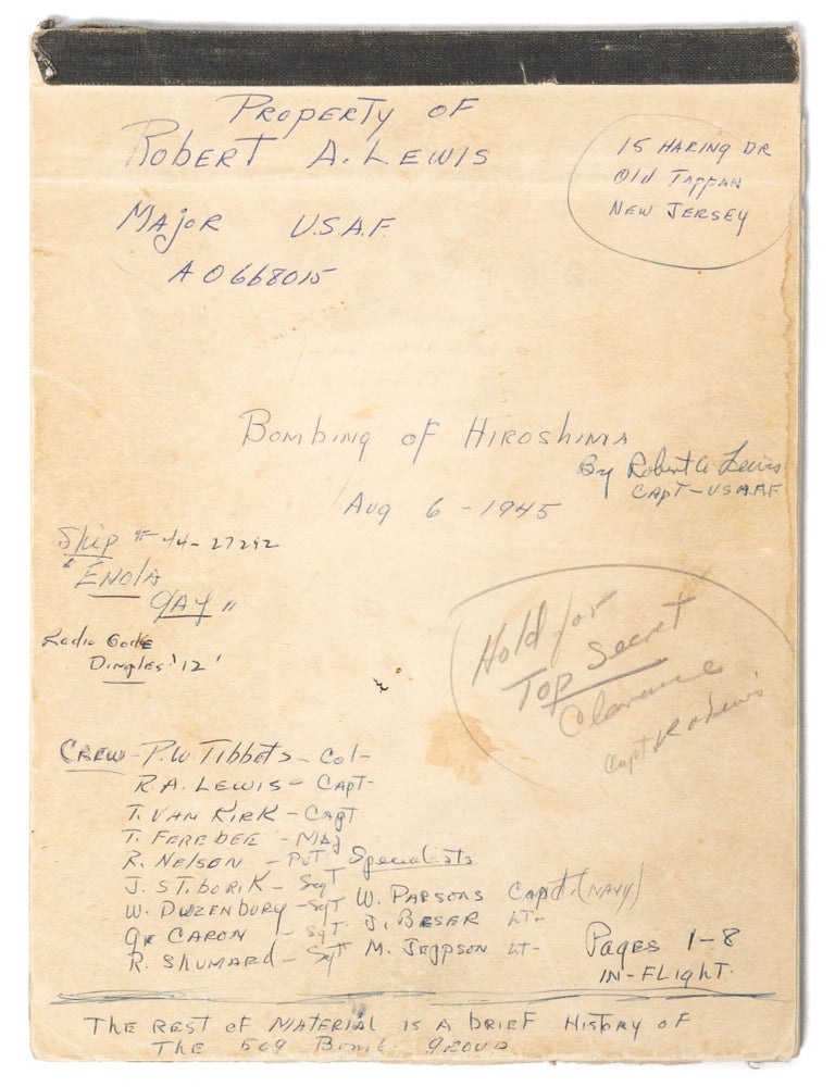 In-flight autograph record of the bombing of Hiroshima, written by the co-pilot of the 'Enola Gay'