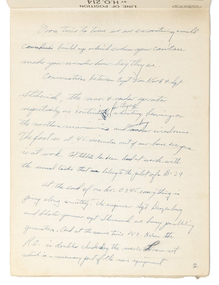 In-flight autograph record of the bombing of Hiroshima, written by the co-pilot of the 'Enola Gay'
