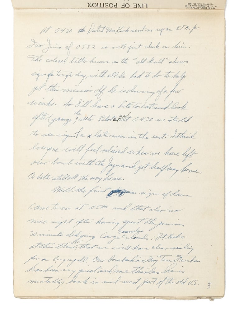 In-flight autograph record of the bombing of Hiroshima, written by the co-pilot of the 'Enola Gay'