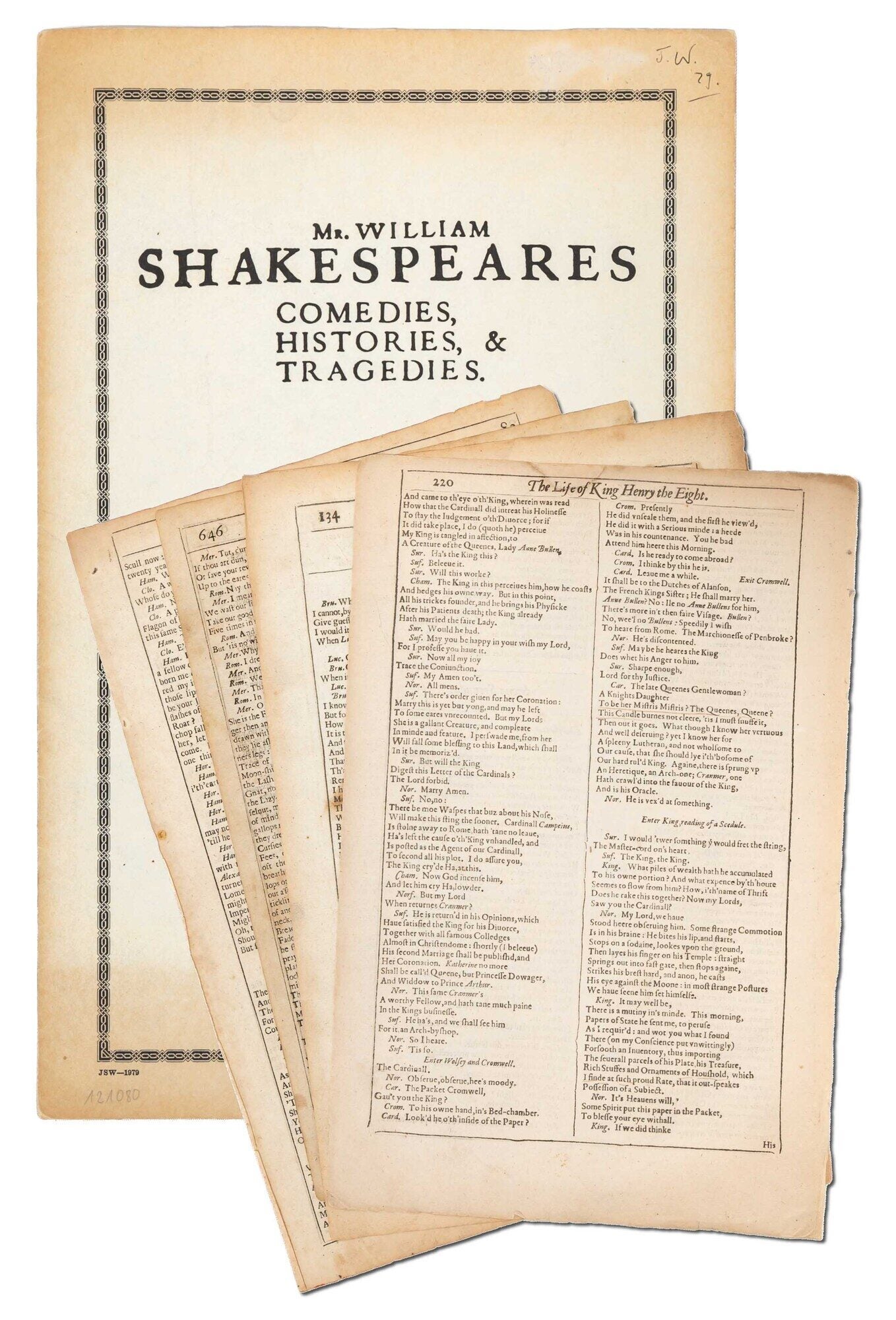 (Item #8186) A leaf from each of the Four Folios. William Shakespeare.