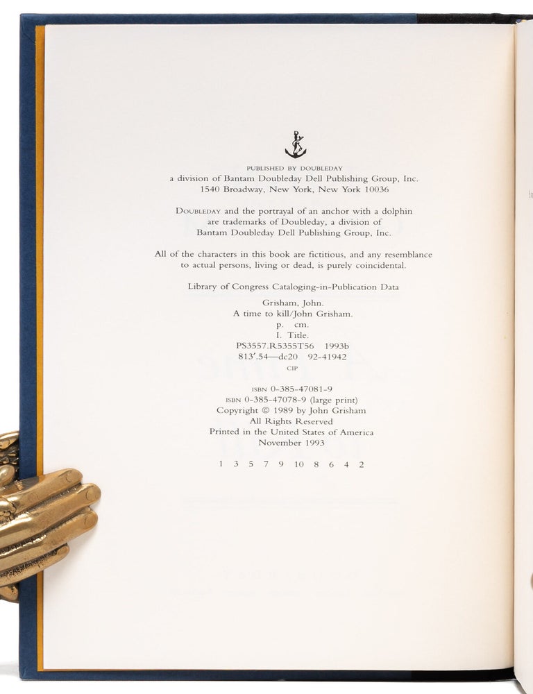 A Time to Kill (Inscribed to Grisham's literary agent)