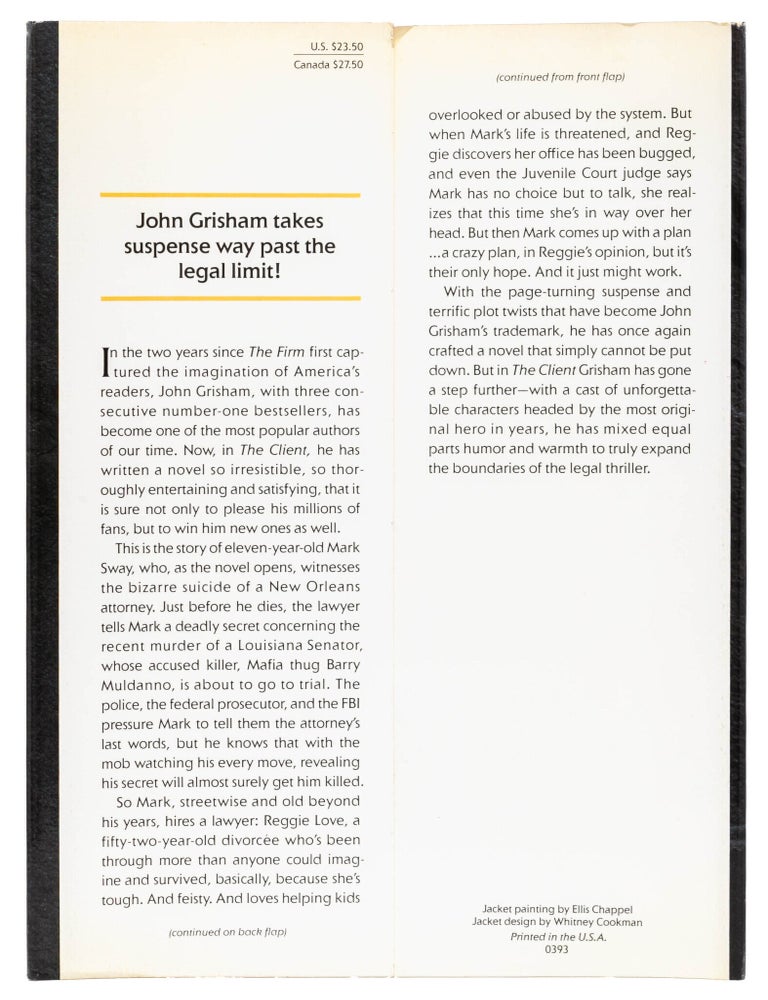 The Client (Inscribed to Grisham's literary agent)