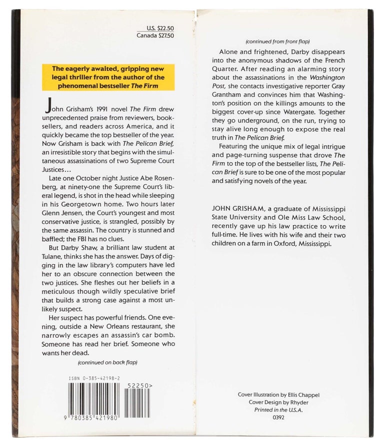 The Pelican Brief (Inscribed to Grisham's literary agent)