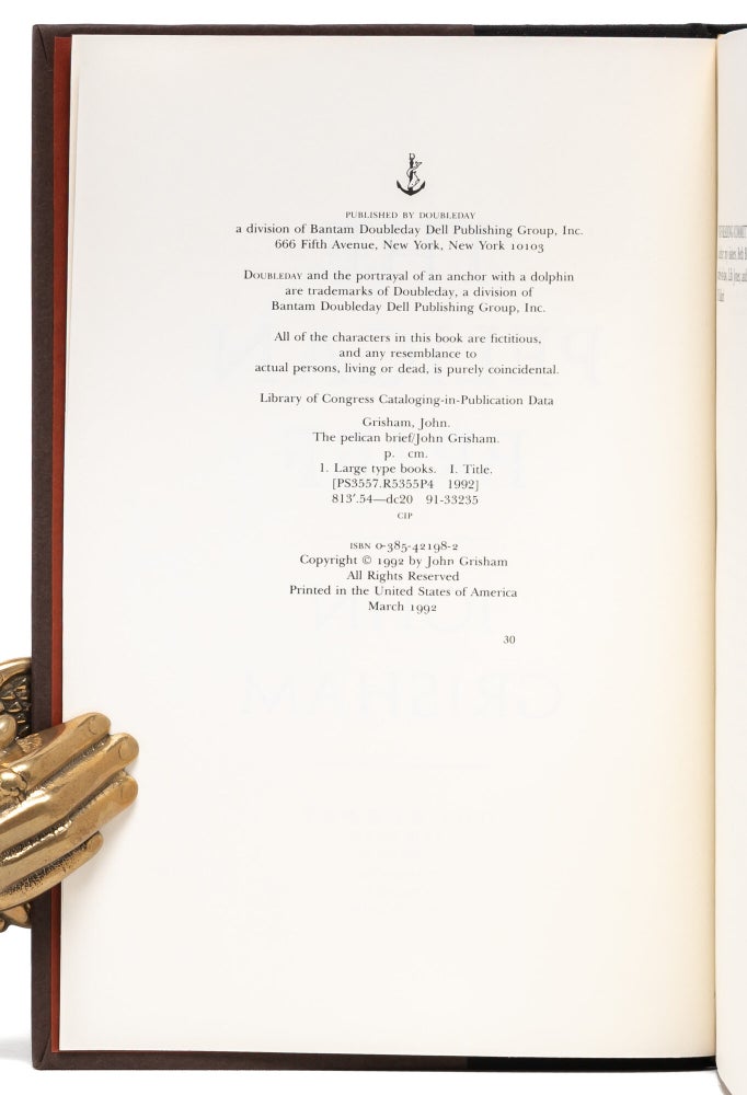 The Pelican Brief (Inscribed to Grisham's literary agent)