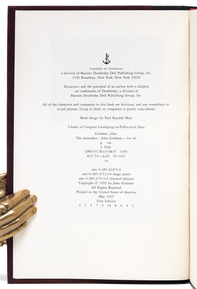 The Rainmaker (Presentation copy to Grisham's literary agent)