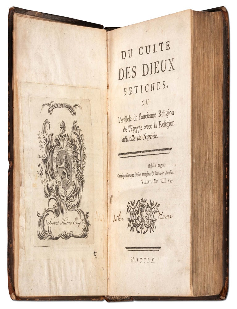Du culte des dieux f&eacute;tiches [Bound with:] A Treatise on the Putrid and Remitting Marsh Fever (David Hume's copy)