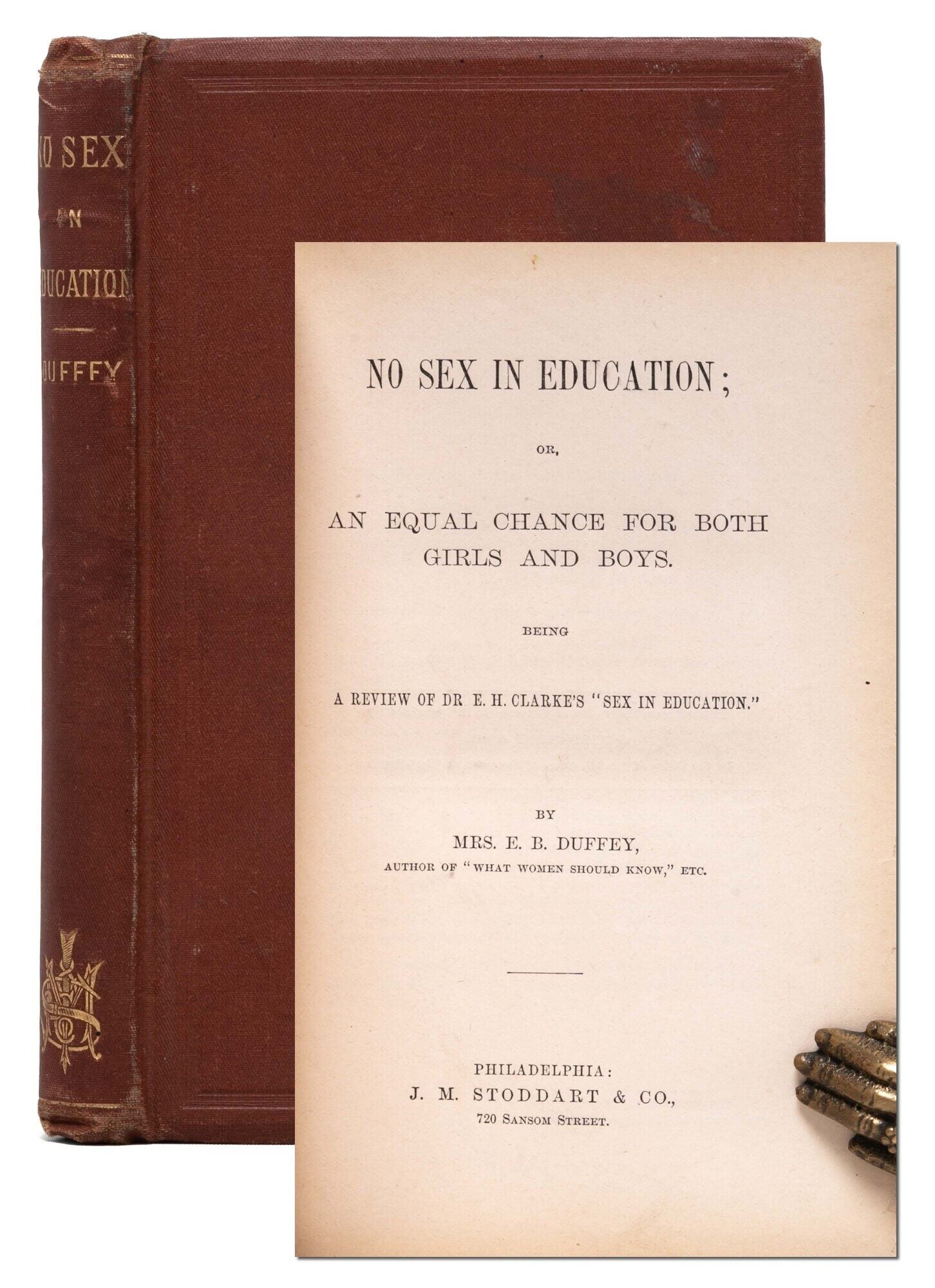 (Item #8223) No Sex in Education; or, An Equal Chance for Both Girls and Boys. Eliza Bisbee Duffey, Mrs. E. B. Duffey.