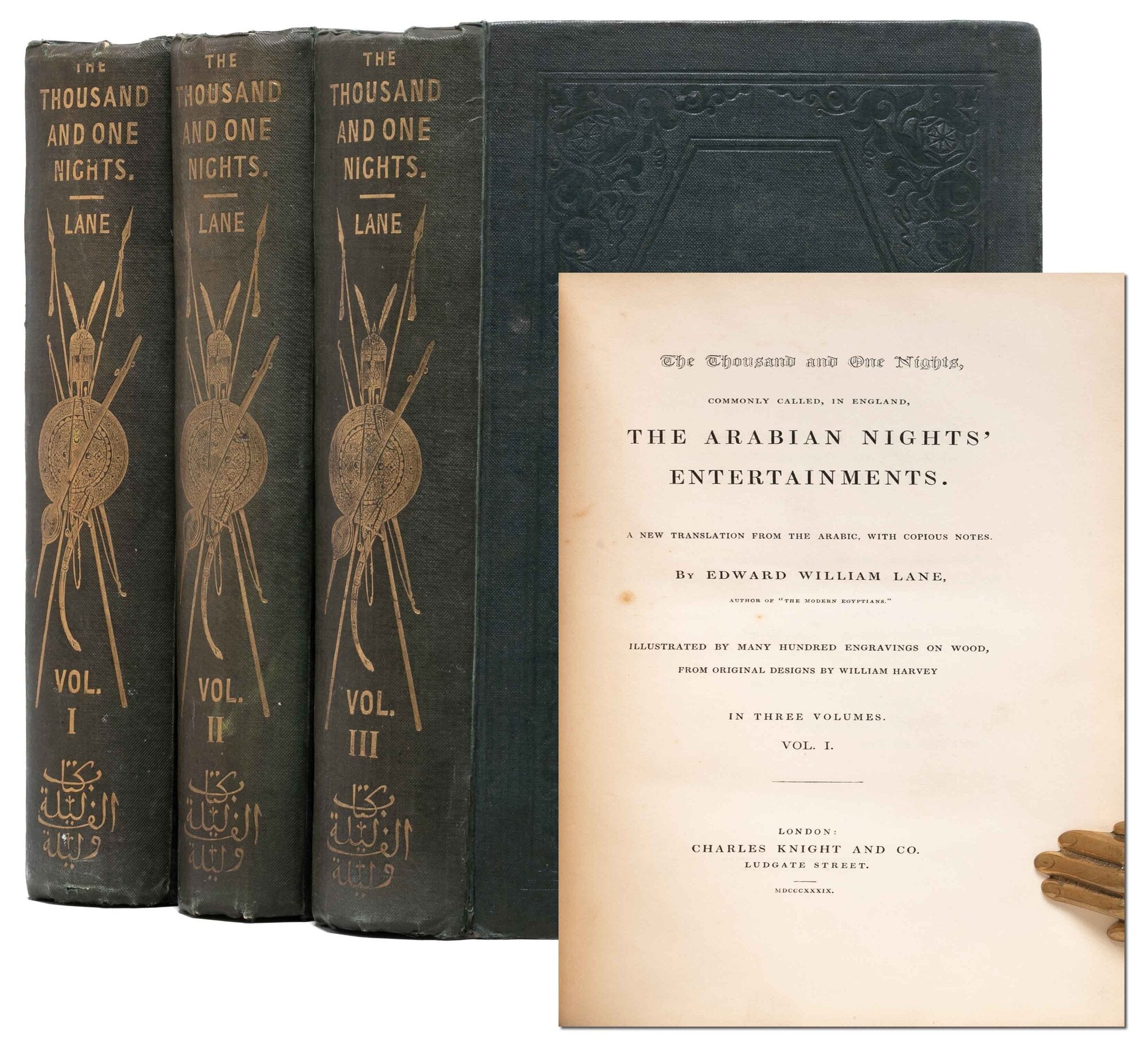 (Item #8231) The Thousand and One Nights, commonly called...the Arabian Nights' Entertainments (in 3 vols.). Edward William Lane, William Harvey.