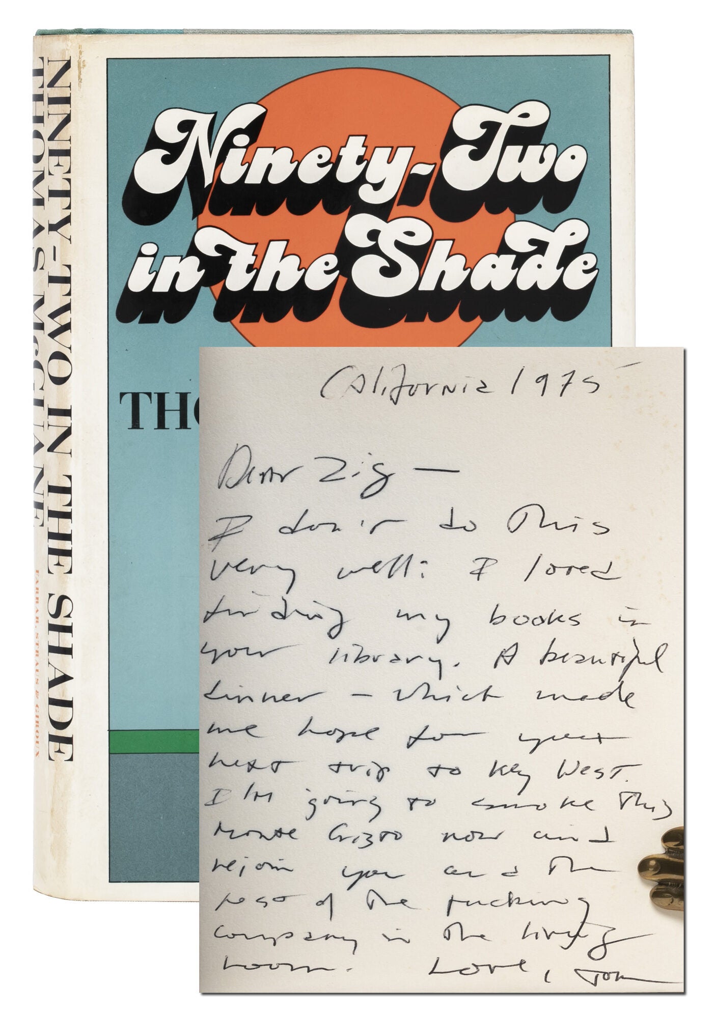 (Item #8281) Ninety-Two in the Shade (Inscribed to McGuane's literary agent). Thomas McGuane.