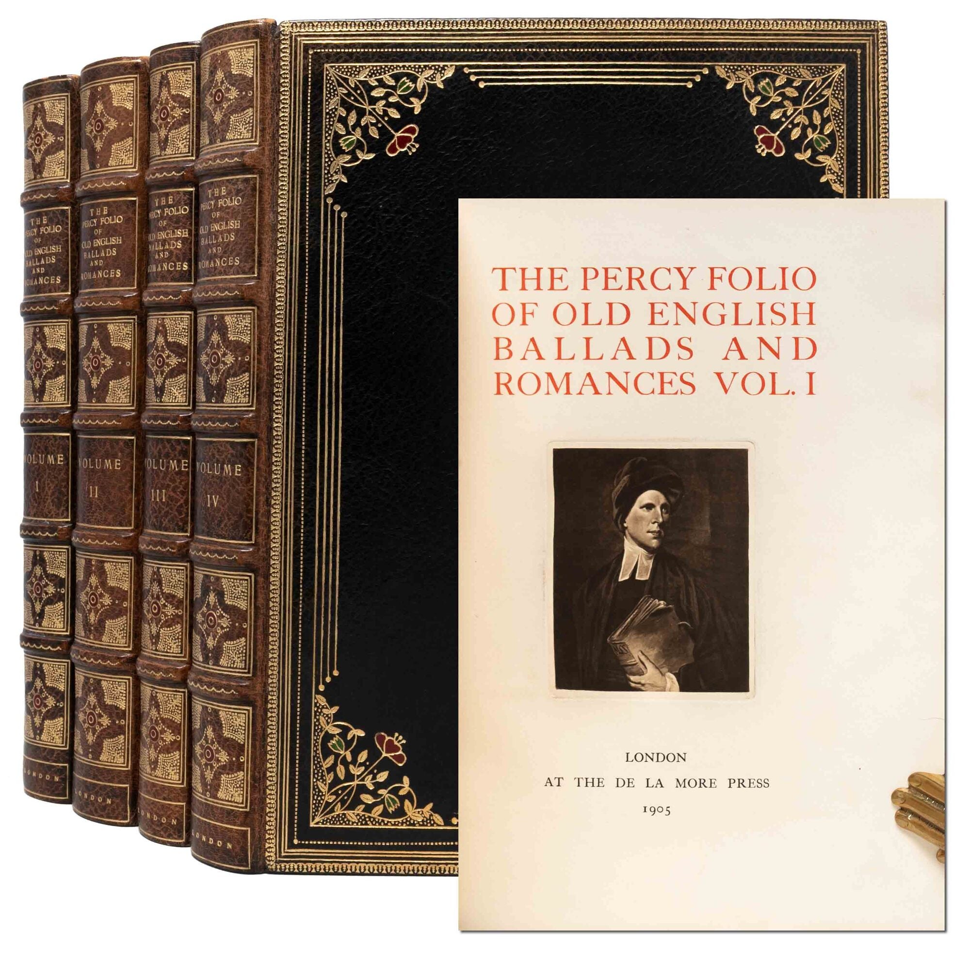 (Item #8290) The Percy Folio of Old English Ballads and Romances (in 4 vols.). Fine Binding, Arthuriana.
